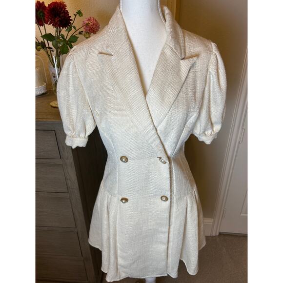 Shein | Cream Fit and Flare Double Breasted Button Front Dress | 6 - Picture 3 of 13